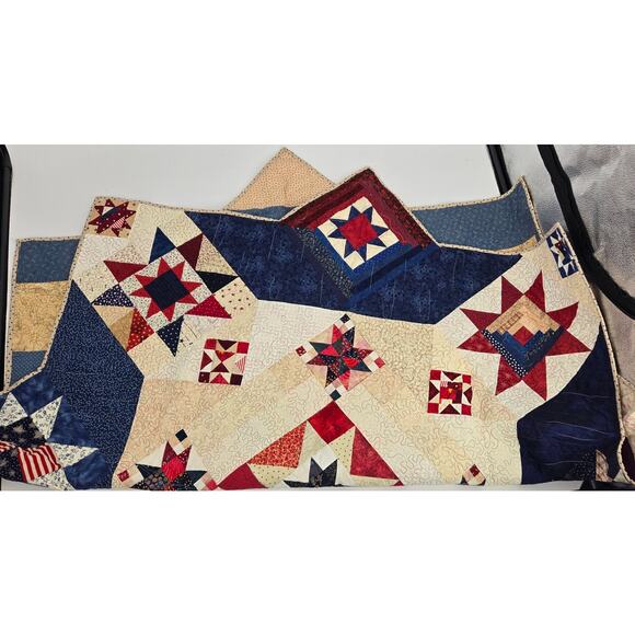 VINTAGE Y2K Patriotic Handmade Quilt Red White Blue Star Spangled Patchwork USA - Picture 4 of 6